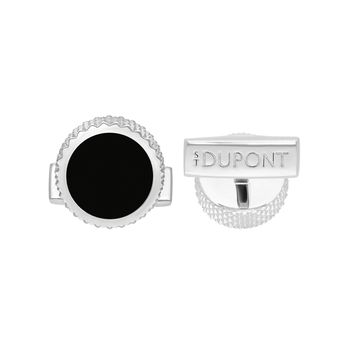 005845 - STDUPONT - Japan - Round black lacquer and diamond head cufflinks - 3